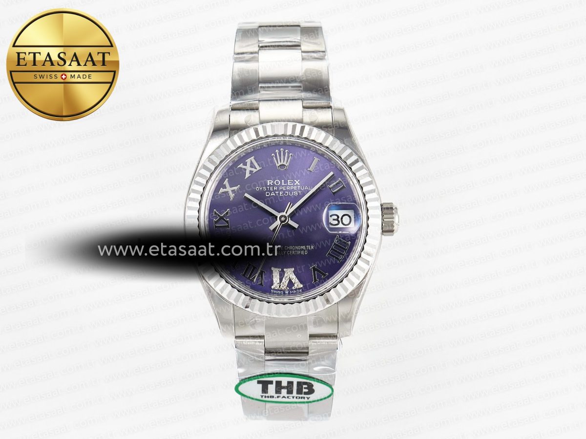 Rolex DateJust 278384RBR 904L Steel Purple Dial on SS Cal.2236 - Görsel 3