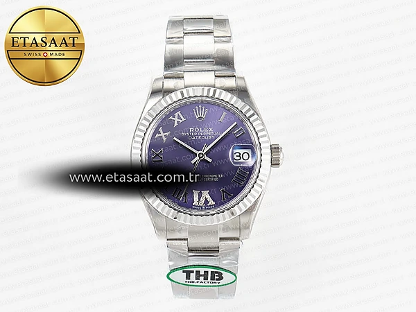 Rolex Datejust 278384RBR Mor Kadran Cal.2236 Eta Saat - 1:1 Süper Klon Replika Saat