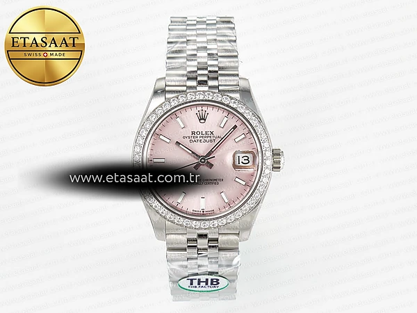 Rolex Datejust 278274 Pembe Altın Kadran Çizgi Cal.2236 Eta Saat - 1:1 Süper Klon Replika Saat
