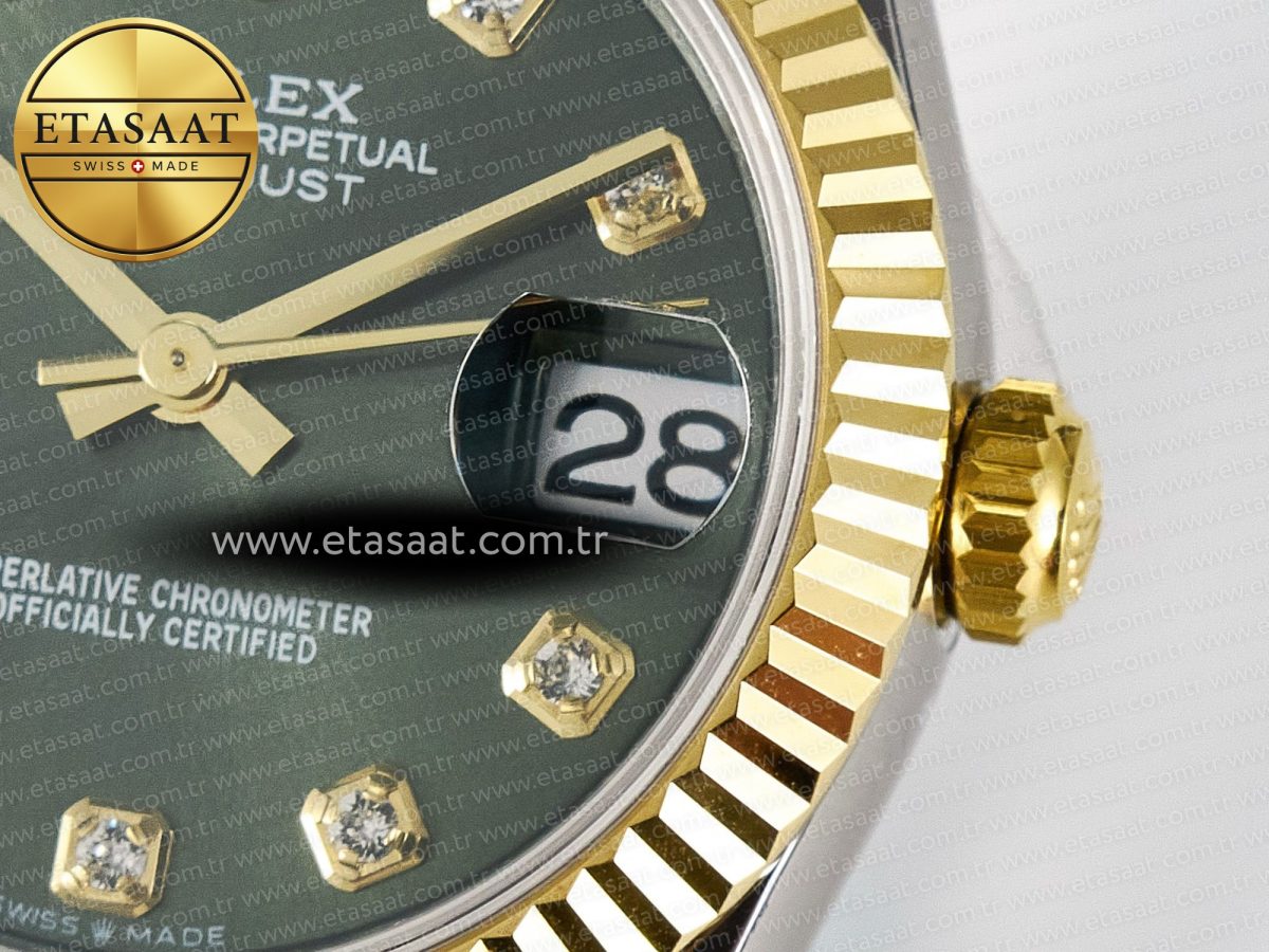 Rolex DateJust 31 278383 ARF 1:1 Best Edition 904L Steel Green Diamonds Dial on SS/YG Jubilee Bracelet ETA 2688 - Görsel 11
