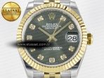 Rolex DateJust 31 278383 ARF 1:1 Best Edition 904L Steel Green Diamonds Dial on SS/YG Jubilee Bracelet ETA 2688 - Görsel 4