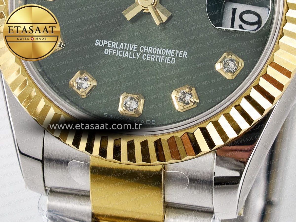 Rolex DateJust 31 278383 ARF 1:1 Best Edition 904L Steel Green Diamonds Dial on SS/YG Oyster Bracelet ETA 2688 - Görsel 12