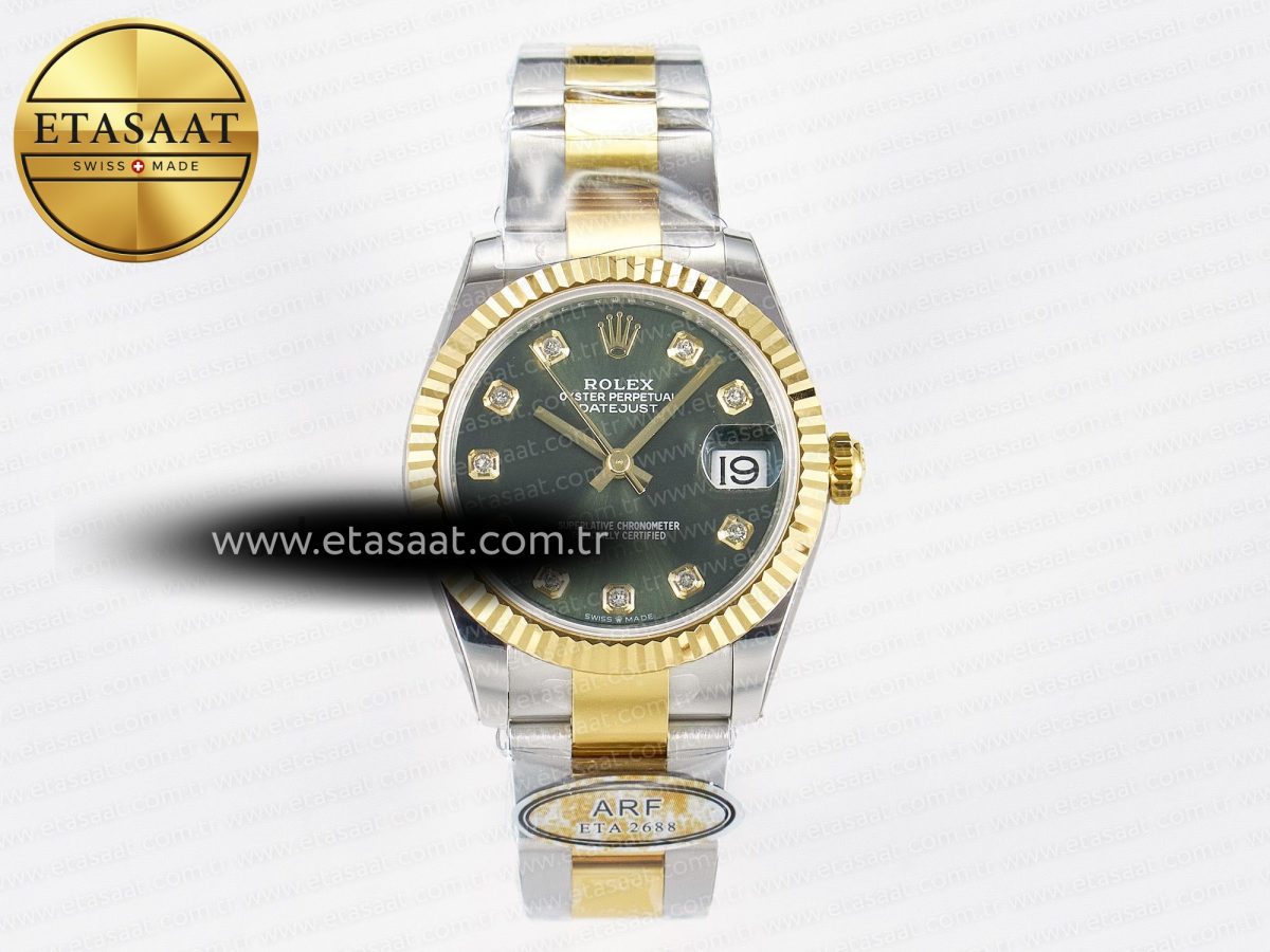 Rolex DateJust 31 278383 ARF 1:1 Best Edition 904L Steel Green Diamonds Dial on SS/YG Oyster Bracelet ETA 2688 - Görsel 3
