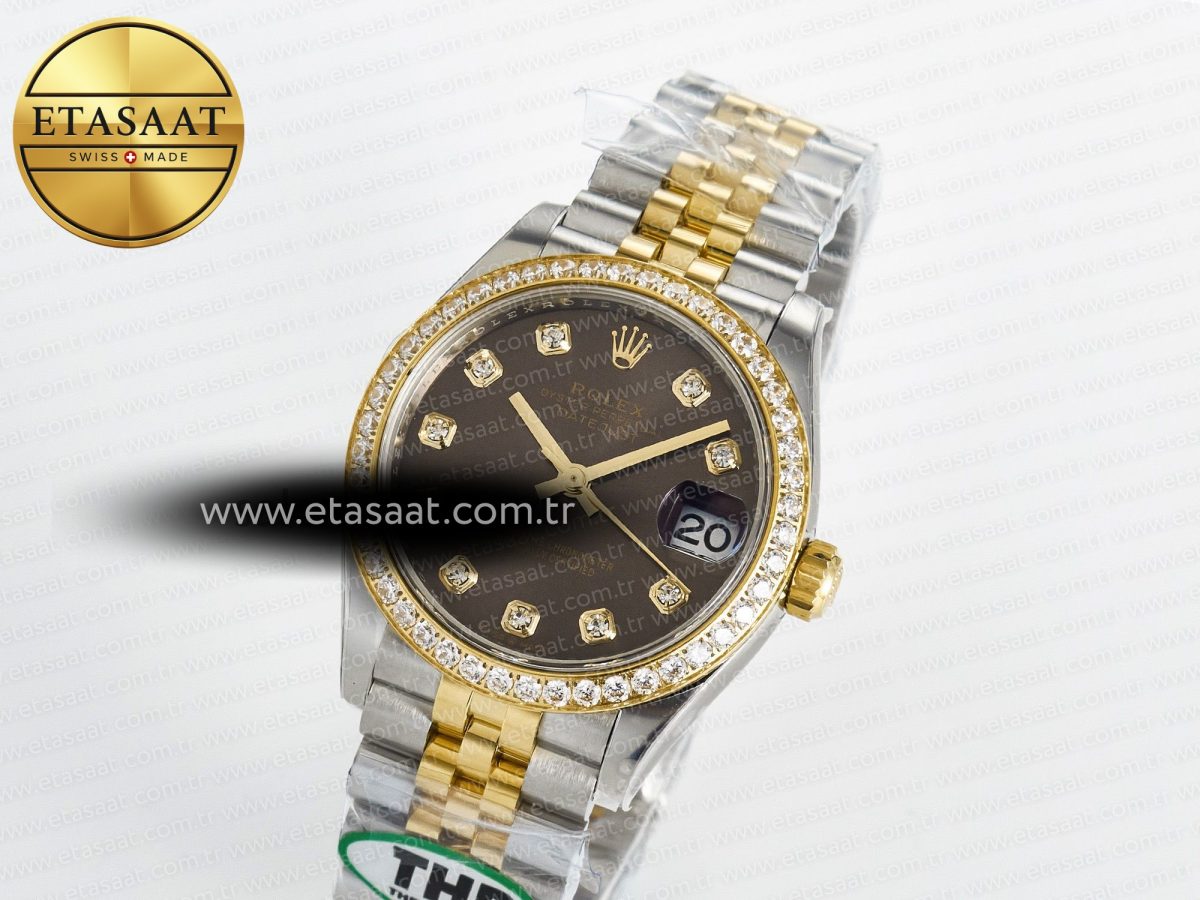 Rolex DateJust 278271 904L Steel Brown Diamonds Dial Diamonds Bezel on SS/YG Cal.2236 - Görsel 1