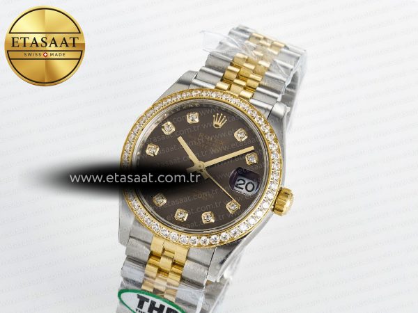 Rolex DateJust 278271 904L Steel Brown Diamonds Dial Diamonds Bezel on SS/YG Cal.2236