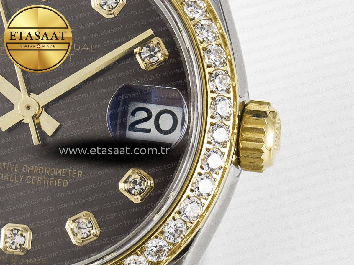 Rolex DateJust 278271 904L Steel Brown Diamonds Dial Diamonds Bezel on SS/YG Cal.2236 - Görsel 11