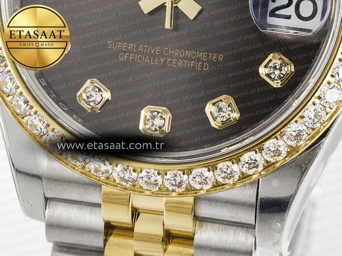 Rolex DateJust 278271 904L Steel Brown Diamonds Dial Diamonds Bezel on SS/YG Cal.2236 - Görsel 12