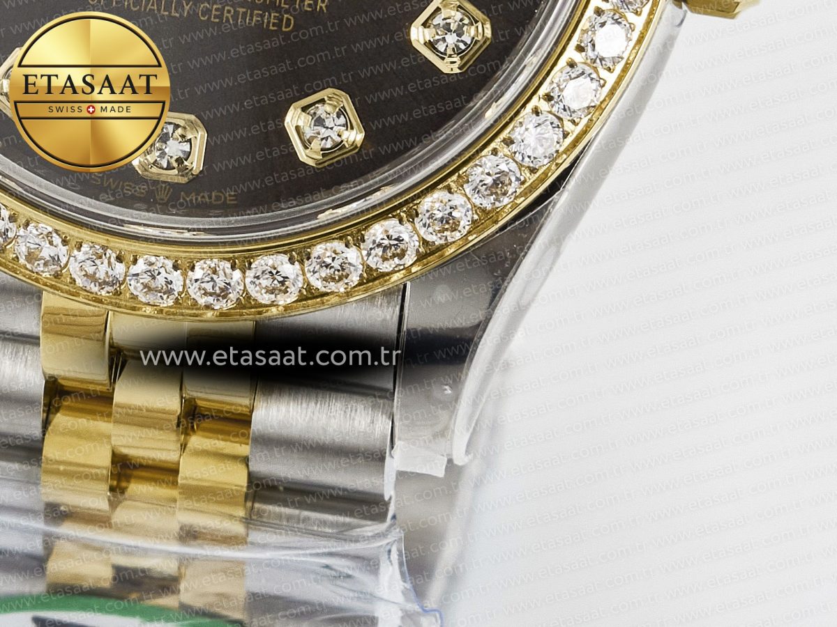 Rolex DateJust 278271 904L Steel Brown Diamonds Dial Diamonds Bezel on SS/YG Cal.2236 - Görsel 13