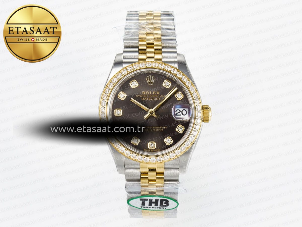 Rolex DateJust 278271 904L Steel Brown Diamonds Dial Diamonds Bezel on SS/YG Cal.2236 - Görsel 3