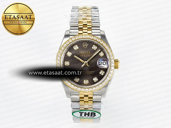 Rolex Datejust 278271 Kahve Pırlantalı Kadran Cal.2236 Eta Saat - 1:1 Süper Klon Replika Saat