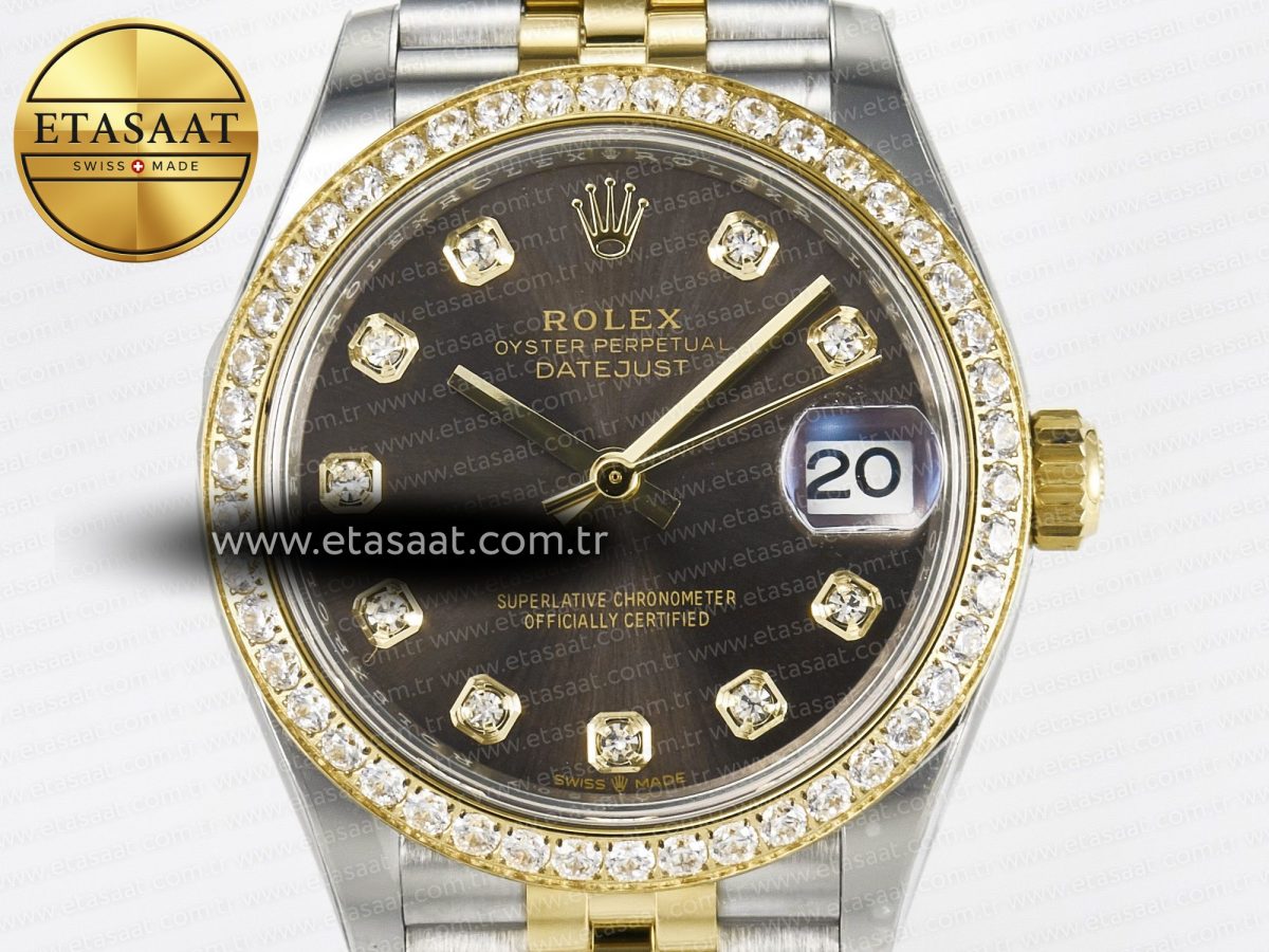 Rolex DateJust 278271 904L Steel Brown Diamonds Dial Diamonds Bezel on SS/YG Cal.2236 - Görsel 4