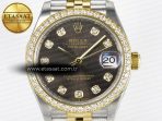 Rolex DateJust 278271 904L Steel Brown Diamonds Dial Diamonds Bezel on SS/YG Cal.2236 - Görsel 4