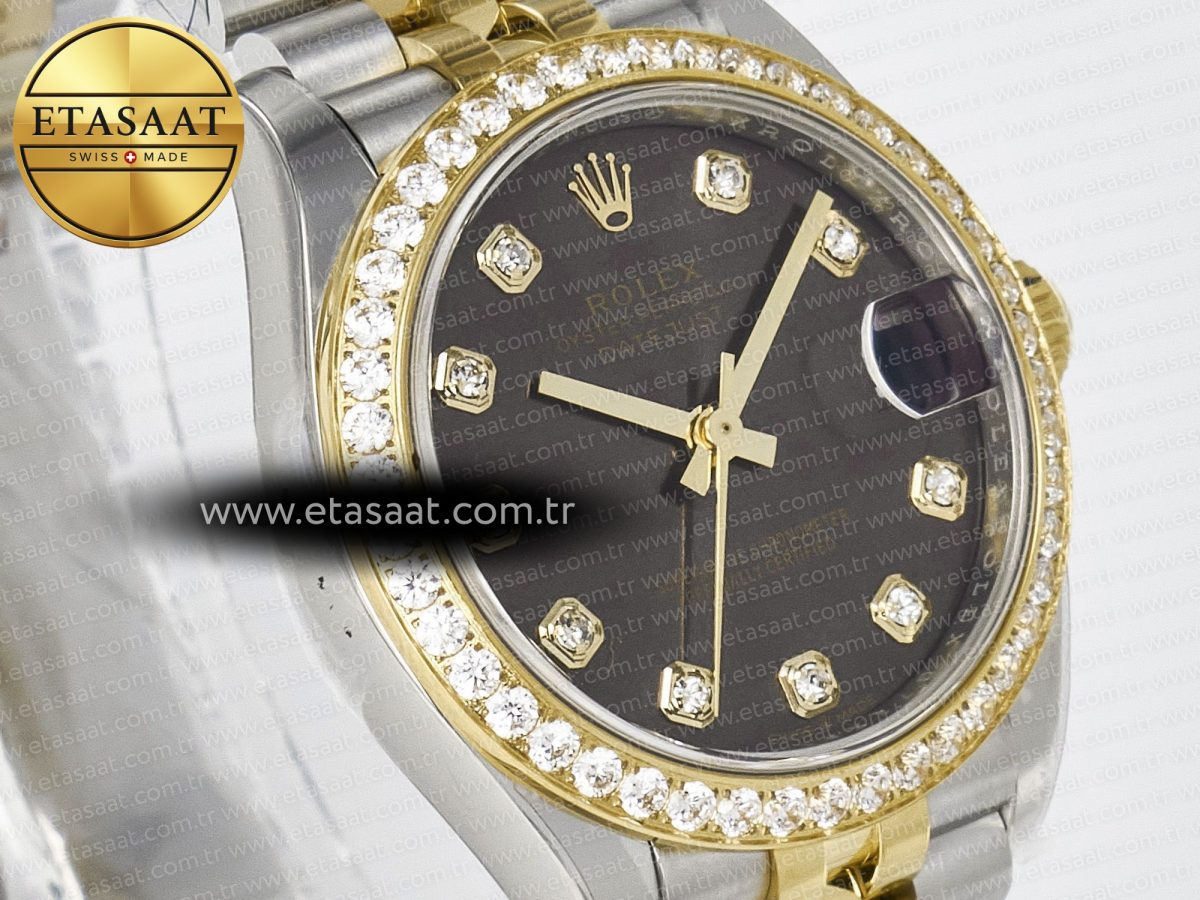 Rolex DateJust 278271 904L Steel Brown Diamonds Dial Diamonds Bezel on SS/YG Cal.2236 - Görsel 5