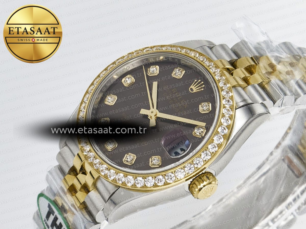Rolex DateJust 278271 904L Steel Brown Diamonds Dial Diamonds Bezel on SS/YG Cal.2236 - Görsel 6