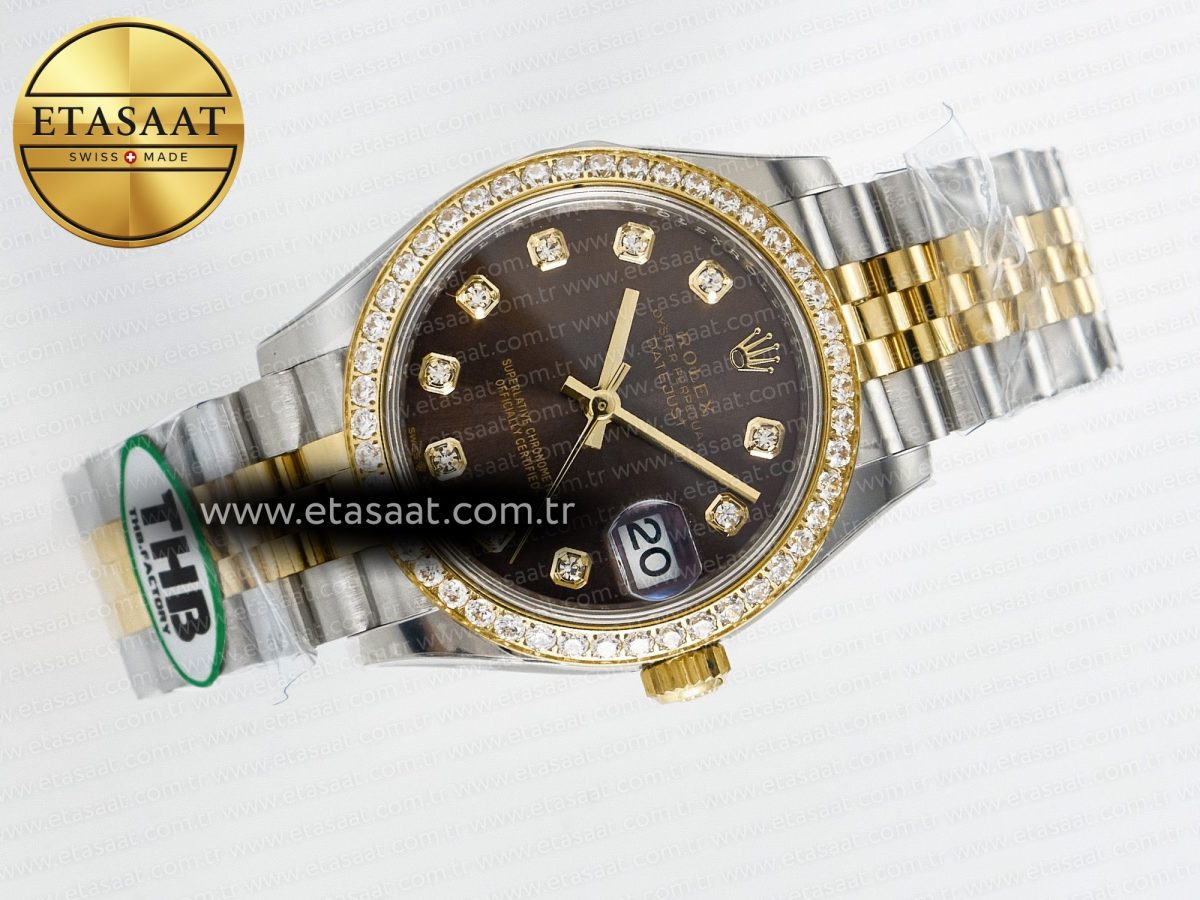 Rolex DateJust 278271 904L Steel Brown Diamonds Dial Diamonds Bezel on SS/YG Cal.2236 - Görsel 8