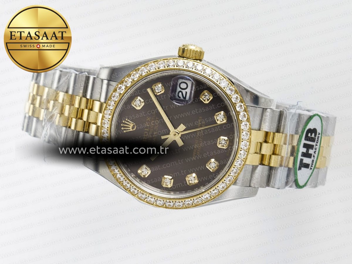 Rolex DateJust 278271 904L Steel Brown Diamonds Dial Diamonds Bezel on SS/YG Cal.2236 - Görsel 9