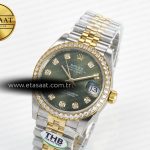 Rolex DateJust 278383RBR 904L Steel Green Diamonds Dial Diamonds Bezel on SS/YG Cal.2236