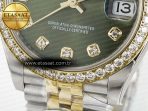 Rolex DateJust 278383RBR 904L Steel Green Diamonds Dial Diamonds Bezel on SS/YG Cal.2236 - Görsel 12