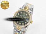 Rolex DateJust 278383RBR 904L Steel Green Diamonds Dial Diamonds Bezel on SS/YG Cal.2236 - Görsel 2