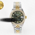 Rolex Datejust 278383RBR Yeşil Pırlantalı Kadran Cal.2236 Eta Saat - Görsel 3 - 1:1 Süper Klon Saat