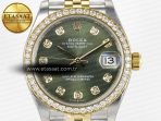 Rolex DateJust 278383RBR 904L Steel Green Diamonds Dial Diamonds Bezel on SS/YG Cal.2236 - Görsel 4