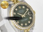 Rolex DateJust 278383RBR 904L Steel Green Diamonds Dial Diamonds Bezel on SS/YG Cal.2236 - Görsel 5