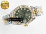 Rolex DateJust 278383RBR 904L Steel Green Diamonds Dial Diamonds Bezel on SS/YG Cal.2236 - Görsel 8