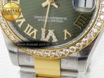 Rolex DateJust 278383RBR 904L SteelGreen Roman Diamonds Dial Diamonds Bezel on SS/YG Cal.2236 - Görsel 12