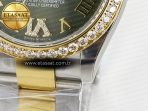 Rolex DateJust 278383RBR 904L SteelGreen Roman Diamonds Dial Diamonds Bezel on SS/YG Cal.2236 - Görsel 13