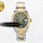 Rolex Datejust 278383RBR 904L SteelGreen Roma Cal.2236 Eta Saat - Görsel 3 - 1:1 Süper Klon Saat