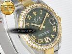 Rolex DateJust 278383RBR 904L SteelGreen Roman Diamonds Dial Diamonds Bezel on SS/YG Cal.2236 - Görsel 5