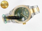Rolex DateJust 278383RBR 904L SteelGreen Roman Diamonds Dial Diamonds Bezel on SS/YG Cal.2236 - Görsel 8