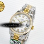 Rolex DateJust 278383RBR 904L Steel White Roman Dial Diamonds Bezel on SS/YG Cal.2236