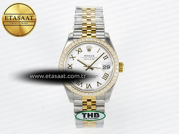 Rolex Datejust 278383RBR Beyaz Roma Rakamlı Kadran Cal.2236 Eta Saat - 1:1 Süper Klon Replika Saat