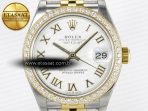 Rolex DateJust 278383RBR 904L Steel White Roman Dial Diamonds Bezel on SS/YG Cal.2236 - Görsel 4