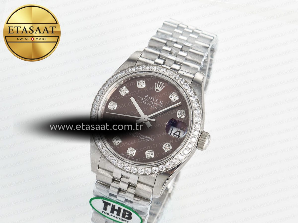 Rolex DateJust 278384 Brown Diamonds Dial Diamonds Bezel on SS Cal.2236 - Görsel 1