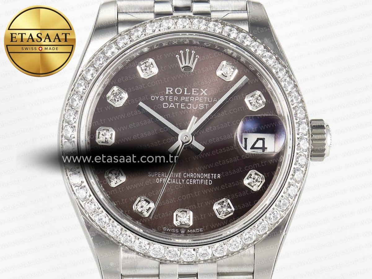 Rolex DateJust 278384 Brown Diamonds Dial Diamonds Bezel on SS Cal.2236 - Görsel 4