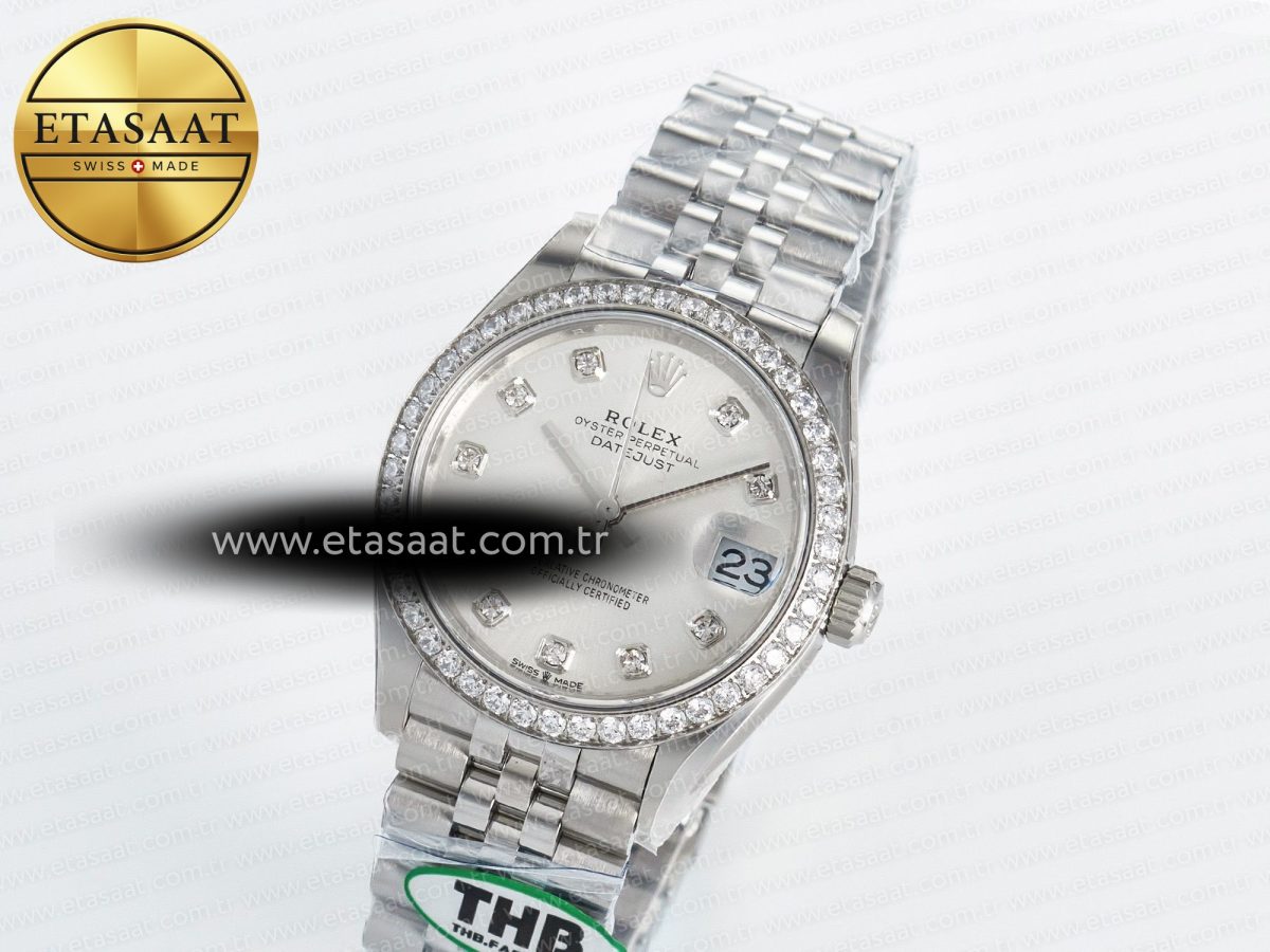 Rolex DateJust 278384RBR 904L Steel Silver Diamonds Dial Diamonds SS Cal.2236 - Görsel 1