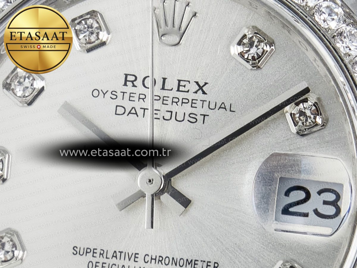 Rolex DateJust 278384RBR 904L Steel Silver Diamonds Dial Diamonds SS Cal.2236 - Görsel 10