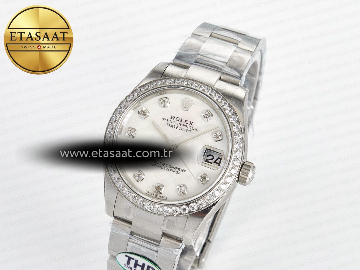 Rolex DateJust 278384RBR 904L Steel White MOP Dial Diamonds Bezel on SS Cal.2236 - Görsel 1