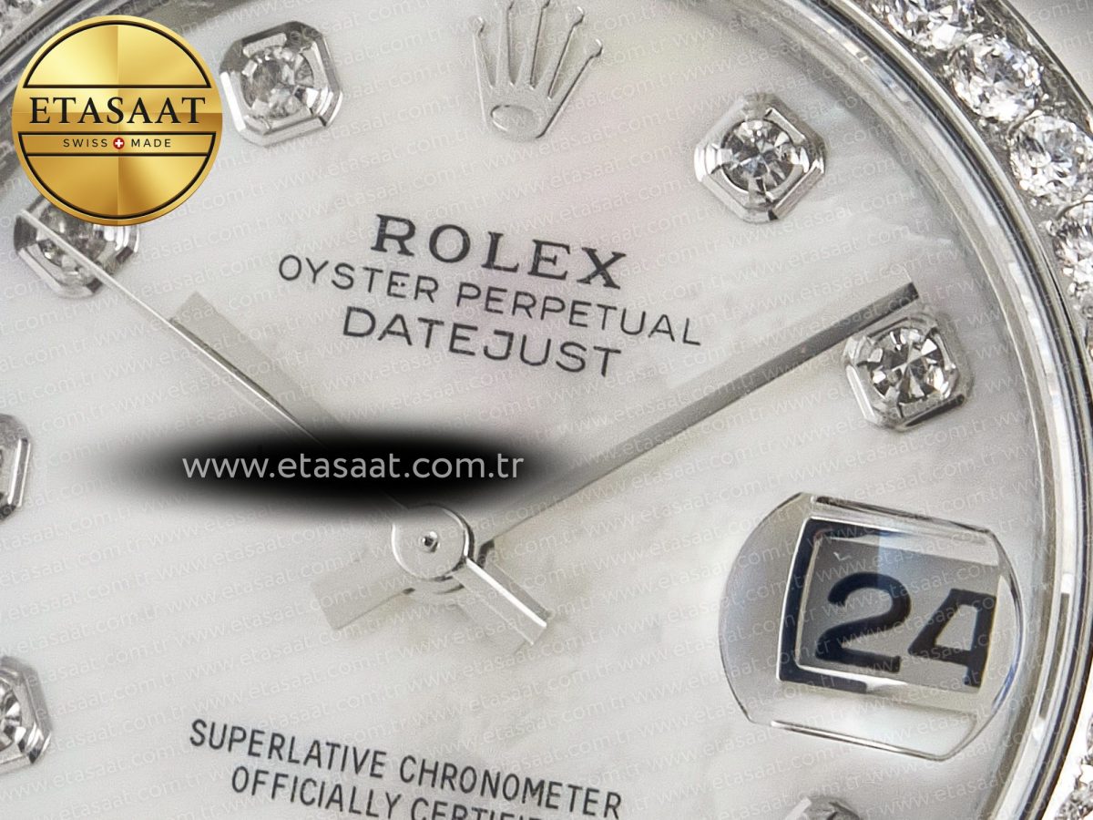 Rolex DateJust 278384RBR 904L Steel White MOP Dial Diamonds Bezel on SS Cal.2236 - Görsel 10