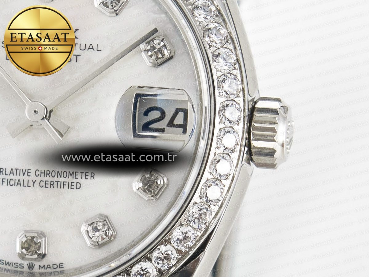 Rolex DateJust 278384RBR 904L Steel White MOP Dial Diamonds Bezel on SS Cal.2236 - Görsel 11
