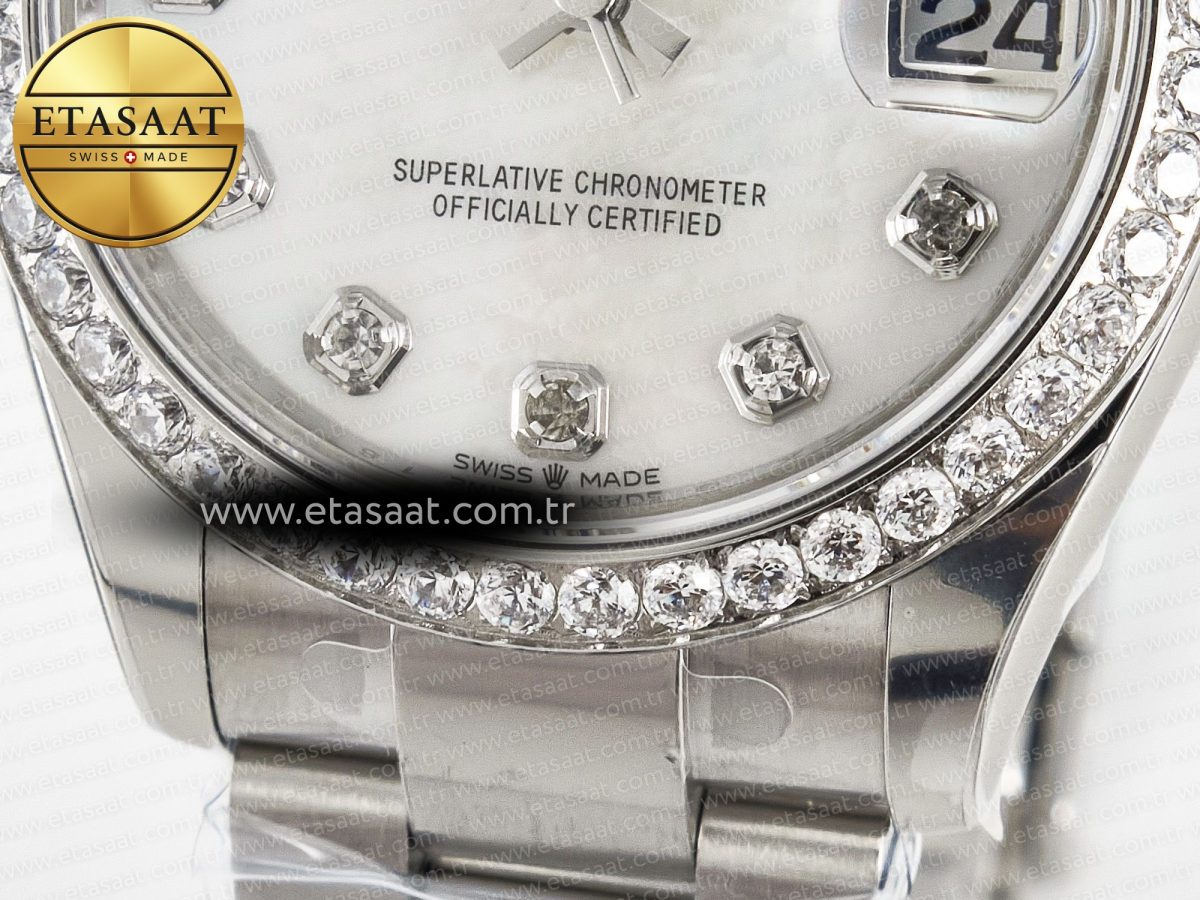 Rolex DateJust 278384RBR 904L Steel White MOP Dial Diamonds Bezel on SS Cal.2236 - Görsel 12