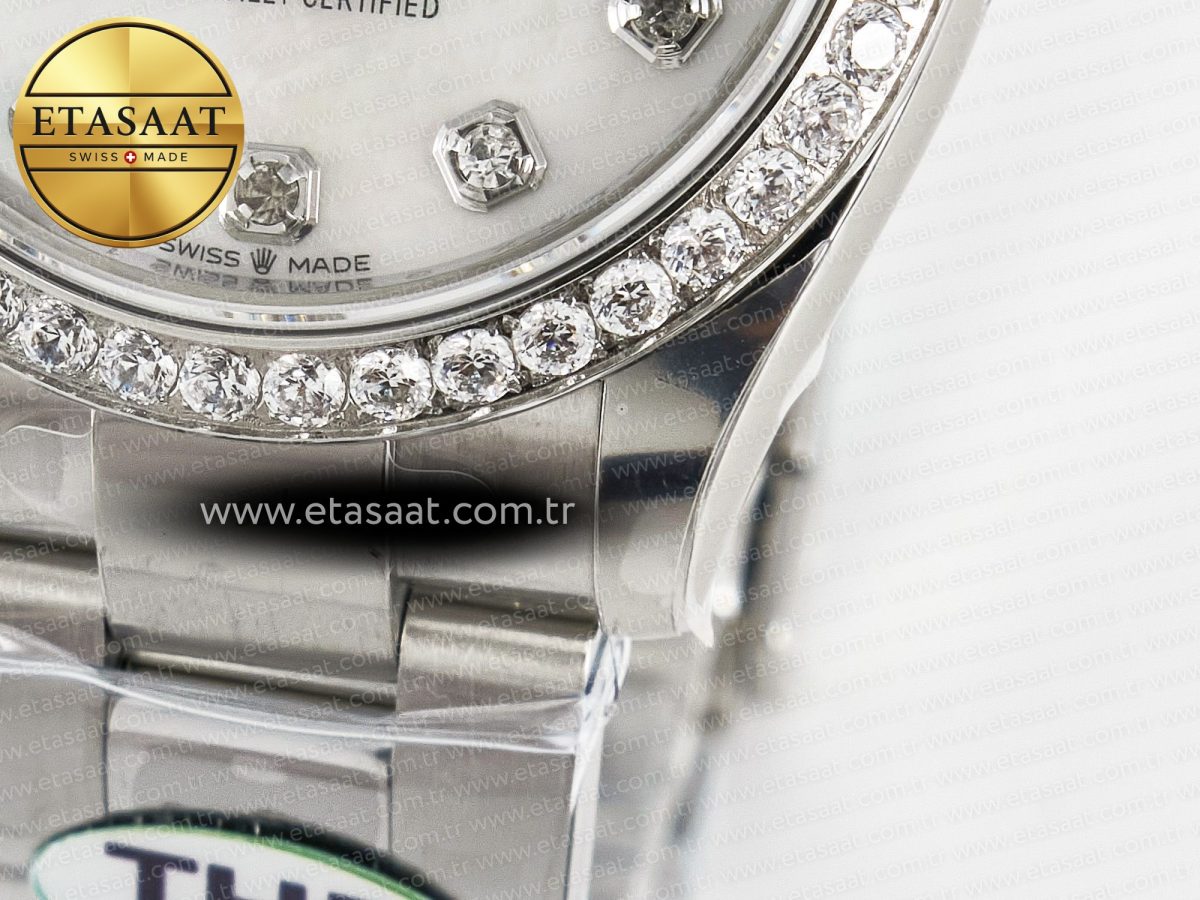 Rolex DateJust 278384RBR 904L Steel White MOP Dial Diamonds Bezel on SS Cal.2236 - Görsel 13