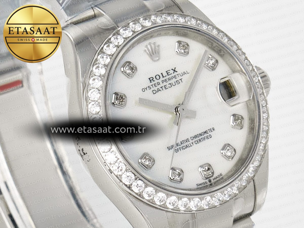 Rolex DateJust 278384RBR 904L Steel White MOP Dial Diamonds Bezel on SS Cal.2236 - Görsel 5