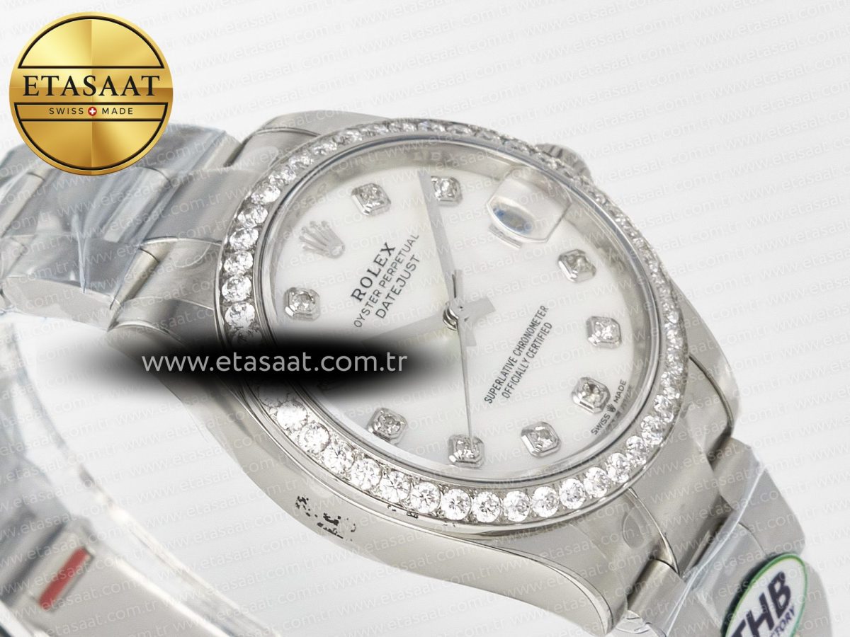 Rolex DateJust 278384RBR 904L Steel White MOP Dial Diamonds Bezel on SS Cal.2236 - Görsel 7