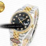 Rolex DateJust 36 126233 Clean 1:1 Best Edition 904L Steel Black Diamonds Dial on SS/YG Jubilee Bracelet VR3235
