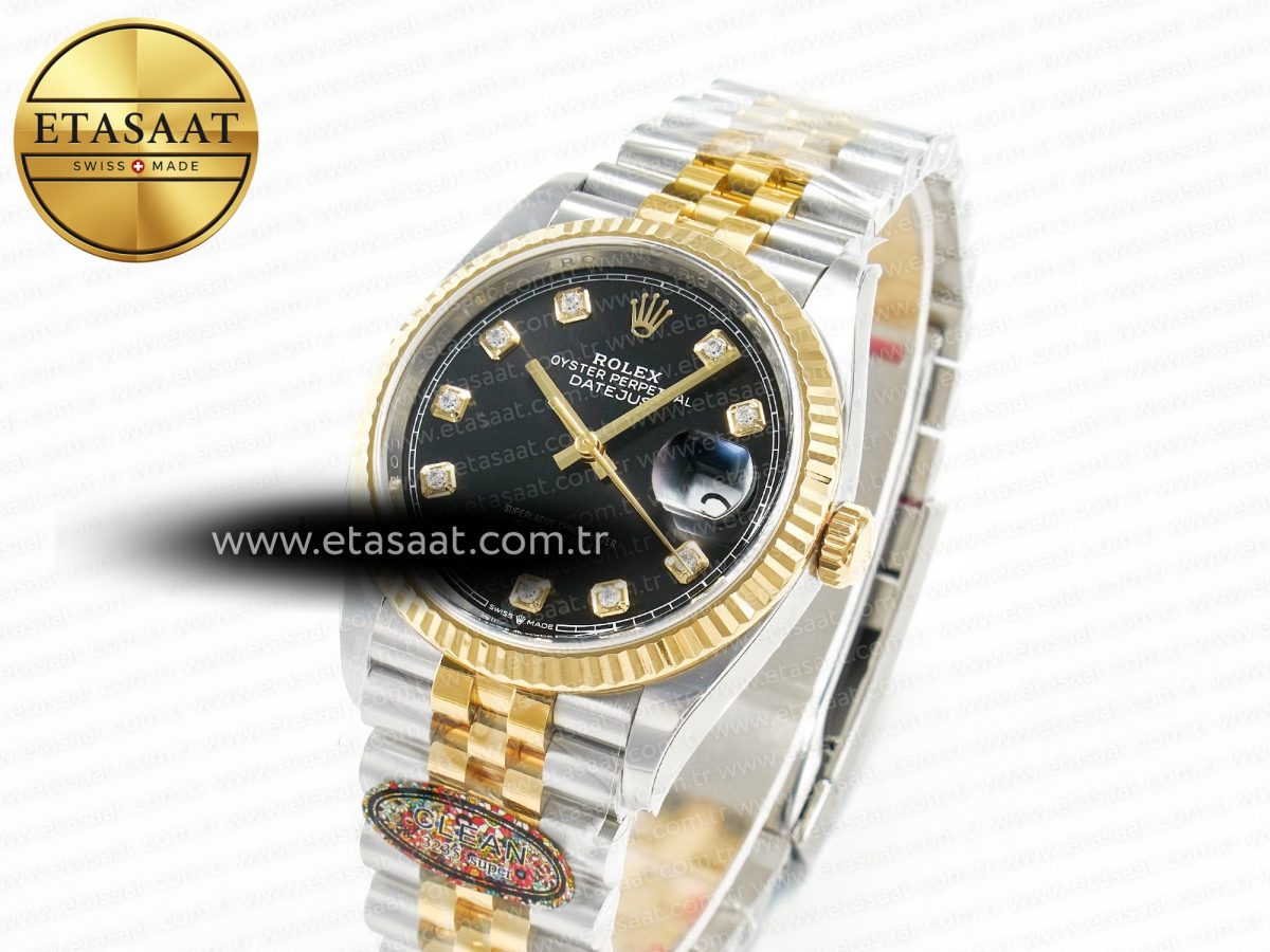 Rolex DateJust 36 126233 Clean 1:1 Best Edition 904L Steel Black Diamonds Dial on SS/YG Jubilee Bracelet VR3235 - Görsel 2