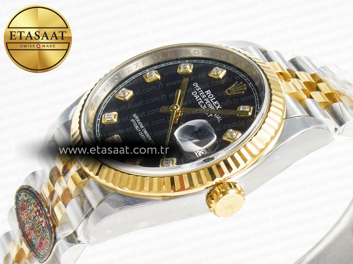 Rolex DateJust 36 126233 Clean 1:1 Best Edition 904L Steel Black Diamonds Dial on SS/YG Jubilee Bracelet VR3235 - Görsel 6