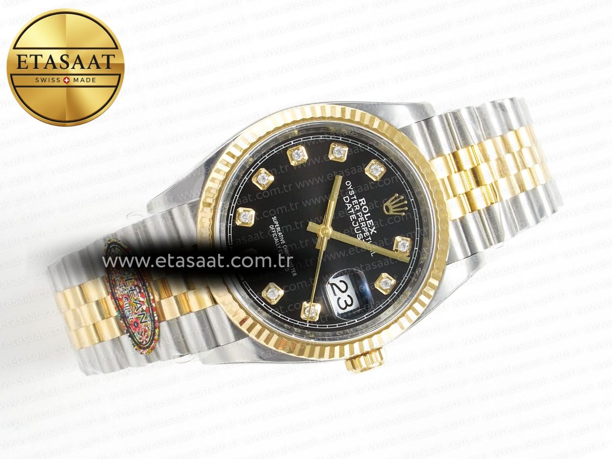 Rolex DateJust 36 126233 Clean 1:1 Best Edition 904L Steel Black Diamonds Dial on SS/YG Jubilee Bracelet VR3235 - Görsel 8